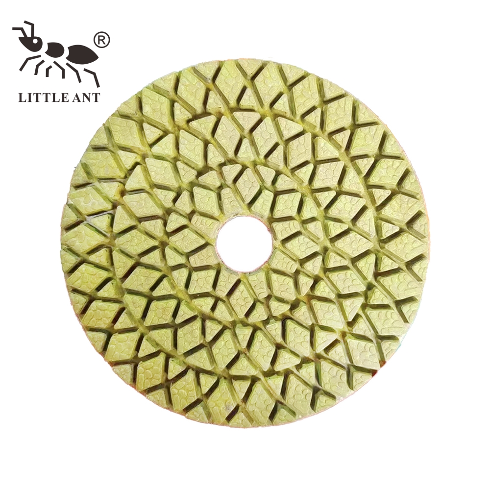 LITTLE ANT Diamond Hybrid 3 Steps Polishing Pad Dry and Wet Flexible for Stone Marble Granite Concrete Pure White