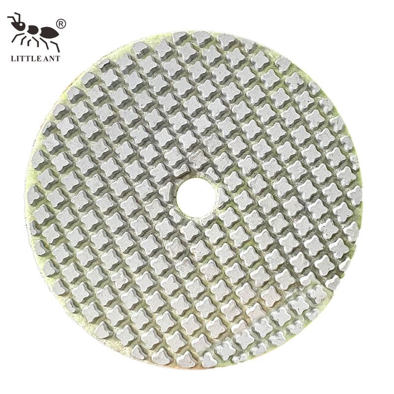 LITTLE ANT Plum Blossom Shape 4inch Super Flexible 4 Steps Dry Diamond Polishing Pad for Natural Synthetic Stone Granite Marble Concrete Tile
