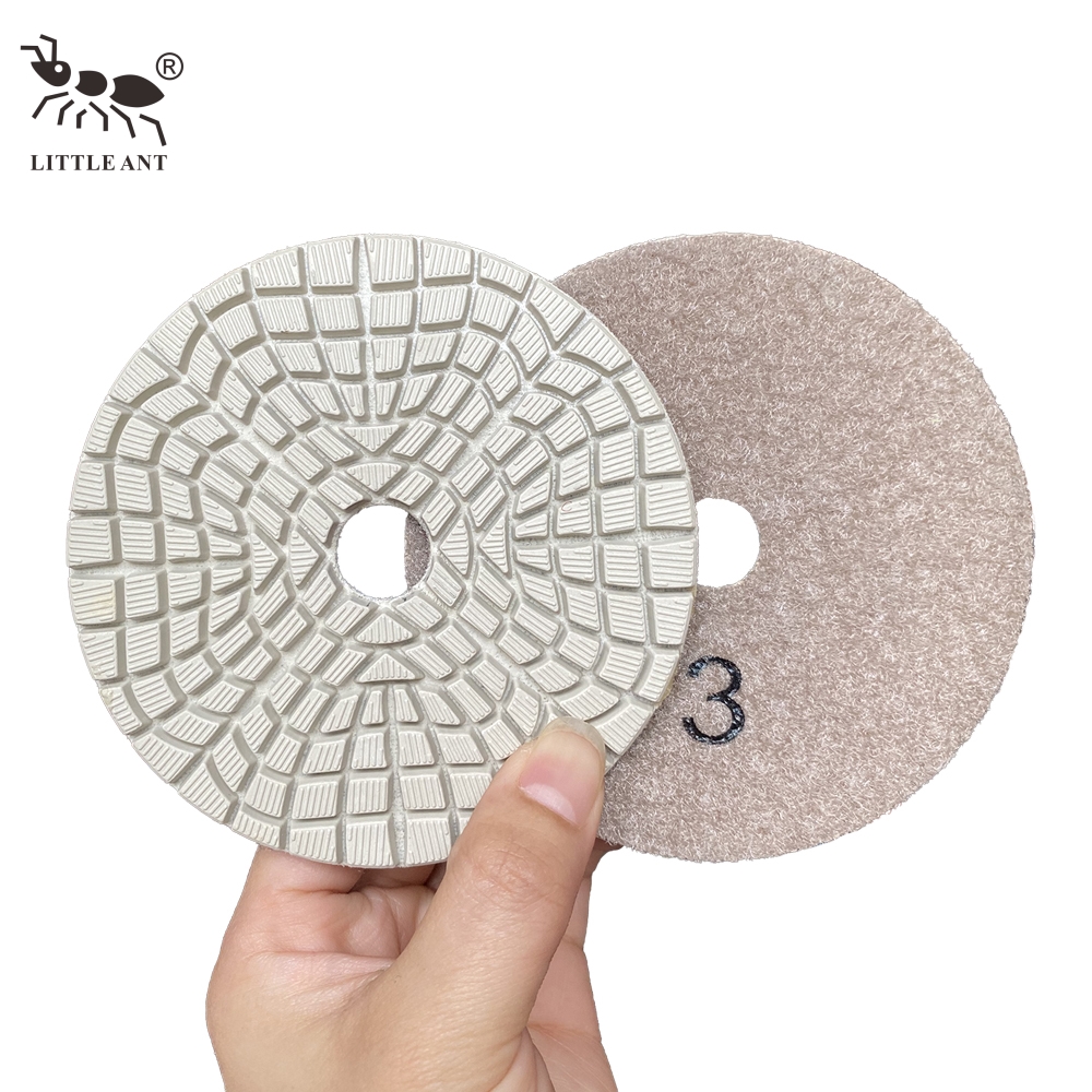 LITTLE ANT 3-step & 5-step Perspective Hook High Gloss Diamond Wet Polishing Pads 3mm Thickness for Stone Marble Granite