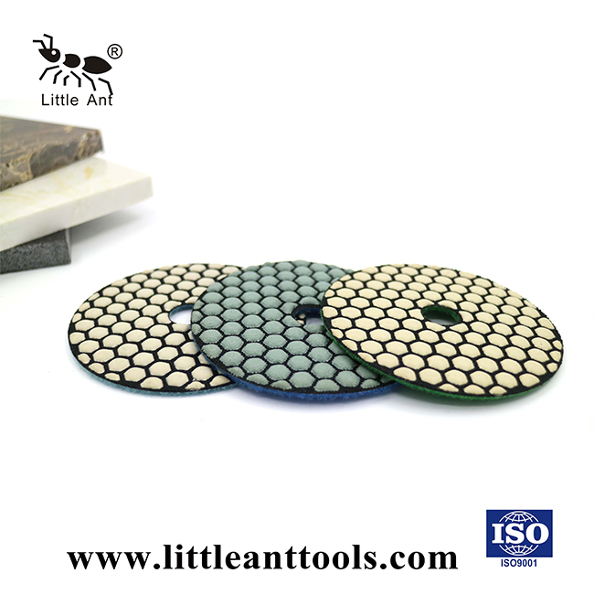 LITTLE ANT Hexagon Dry Polishing Pad 4inch & 6inch for Marble Granite Concrete Countertop Hand Polisher Portable Grinder