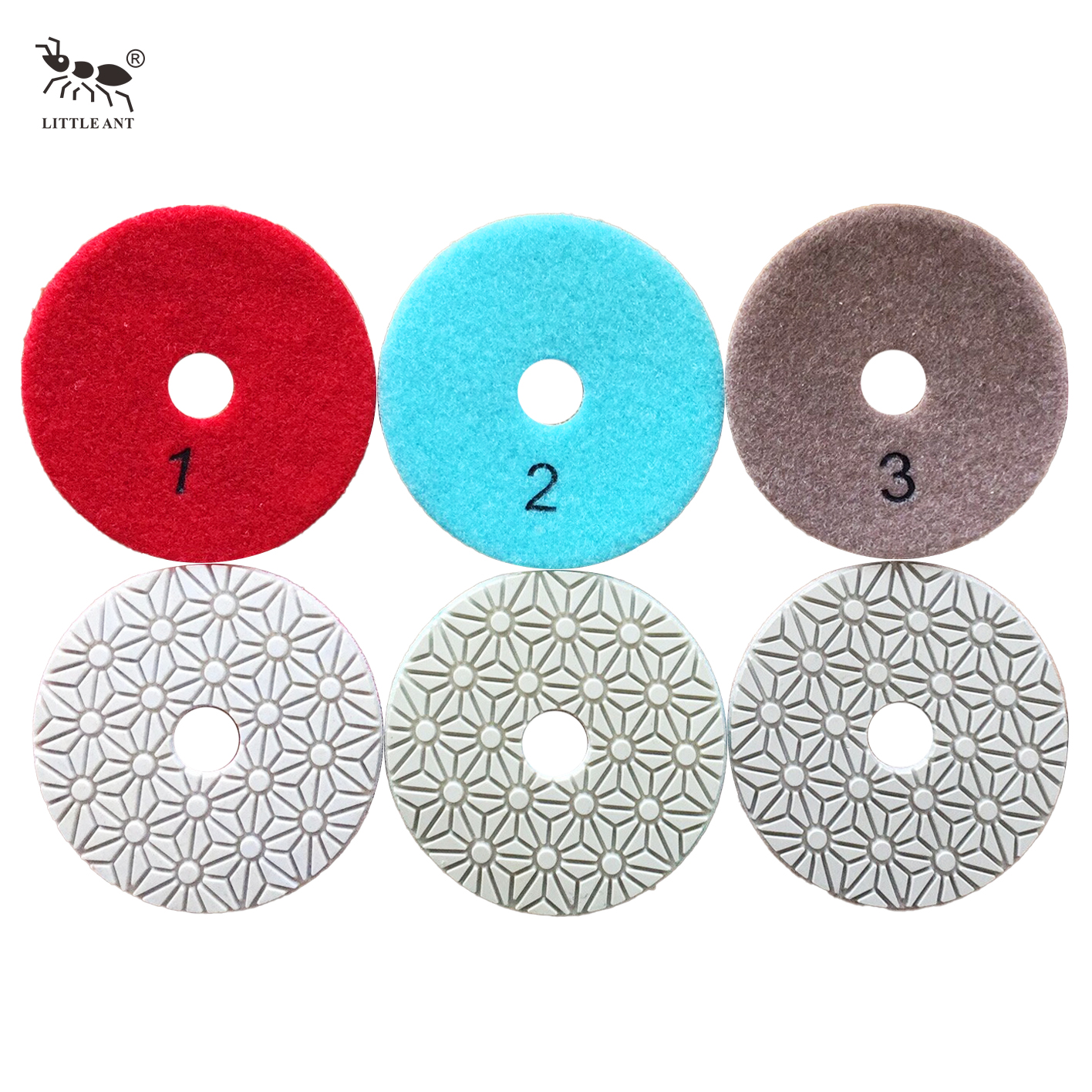 LITTLE ANT 3 Or 4 Steps Flower Model Diamond Wet Polishing Pad Flexible for Stone Marble Granite Terrazzo Limestone Concrete