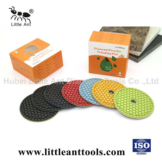 LITTLE ANT Honeycomb 4 inch Diamond Polishing Pad for Wet Use Less Dust High Sharpness