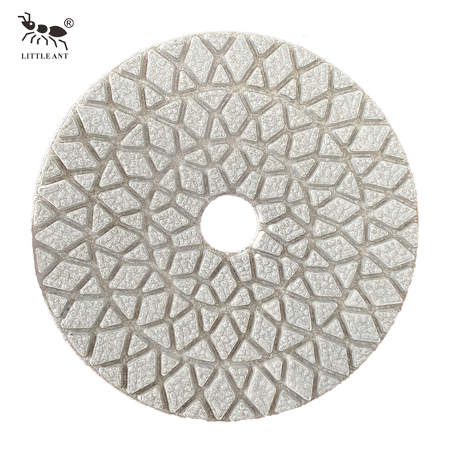 LITTLE ANT Diamond Hybrid 3 Steps Polishing Pad Dry and Wet Flexible for Stone Marble Granite Concrete Pure White