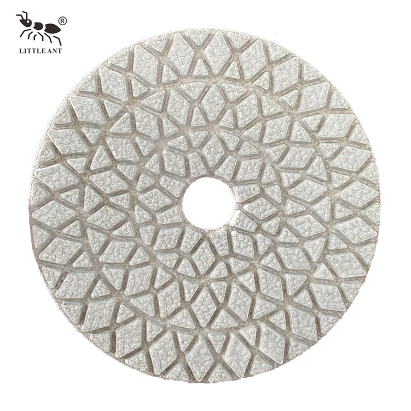 LITTLE ANT Diamond Hybrid 3 Steps Polishing Pad Dry and Wet Flexible for Stone Marble Granite Concrete Pure White