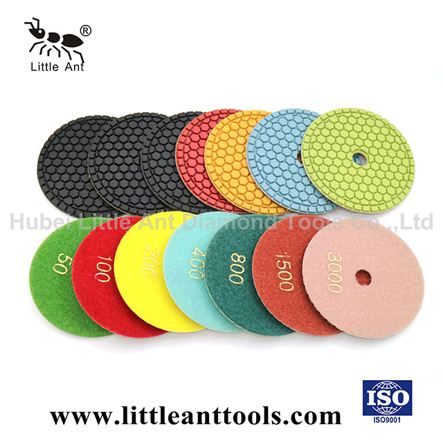 LITTLE ANT Honeycomb 4 inch Diamond Polishing Pad for Wet Use Less Dust High Sharpness