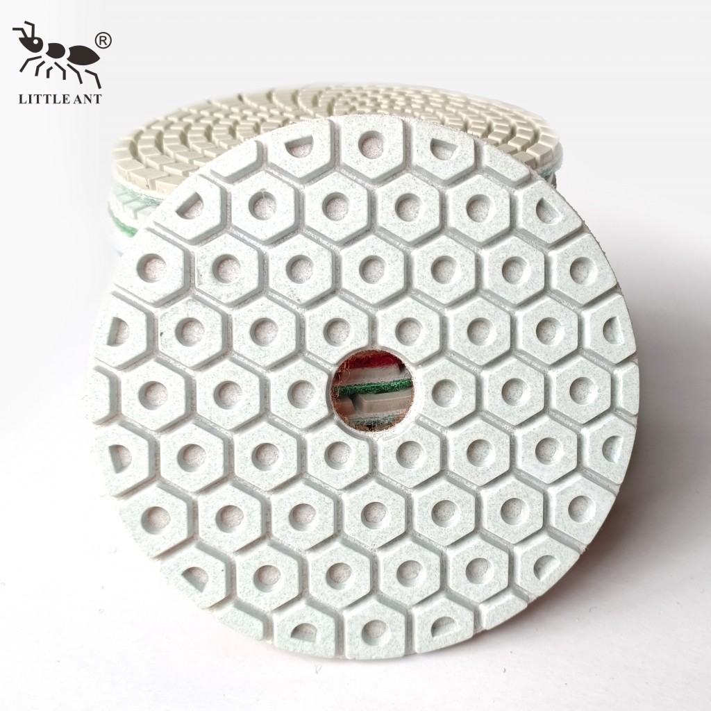 LITTLE ANT True Color 4inch Honeycomb Wet Polishing Pad for Engineered Stone Granite Marble